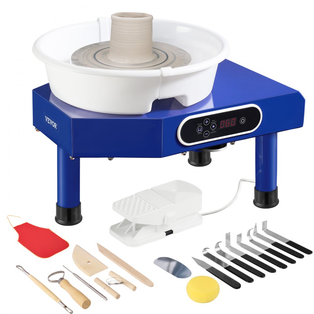 VEVOR Pottery Wheel, 10 in Ceramic Wheel Forming Machine, 60-300 RPM Adjustable Speed with Foot Pedal, ABS Detachable