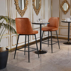 VEVOR Bar Stool Set of 2, 27 inch Counter Height Swivel Stools, Modern PU Leather Counter Barstool with Backrest and