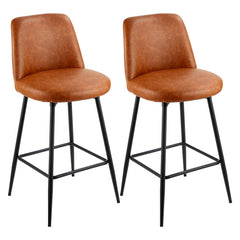 VEVOR Bar Stool Set of 2, 27 inch Counter Height Swivel Stools, Modern PU Leather Counter Barstool with Backrest and