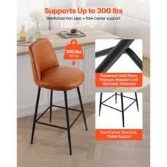 VEVOR Bar Stool Set of 3, 27 inch Counter Height Swivel Stools, Modern PU Leather Counter Barstool with Backrest and
