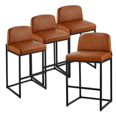 VEVOR Bar Stool Set of 4, 27 inch Counter Height Stools, Modern PU Leather Counter Barstool with Backrest, Metal Legs
