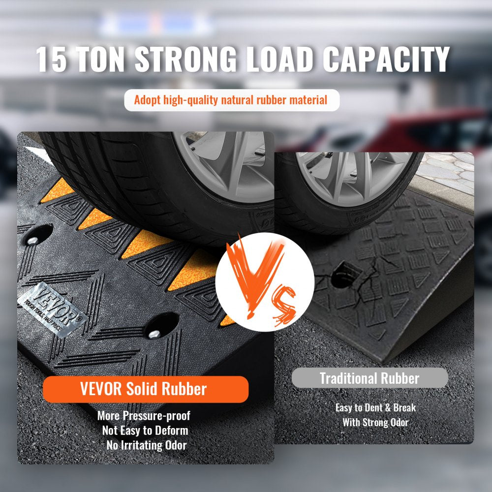 VEVOR Rubber Curb Ramp 4.25" Rise Height Sidewalk Curb Ramp, 11.8" Width 19.7" Length Driveway Ramp for Curb, 15T Heavy