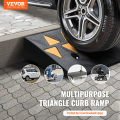VEVOR Rubber Curb Ramp 3.7" Rise Height Sidewalk Curb Ramp, 10" Width 39.4" Length Driveway Ramp for Curb, 15T Heavy