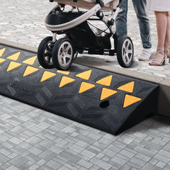 VEVOR Rubber Curb Ramp 3.7" Rise Height Sidewalk Curb Ramp, 10" Width 39.4" Length Driveway Ramp for Curb, 15T Heavy