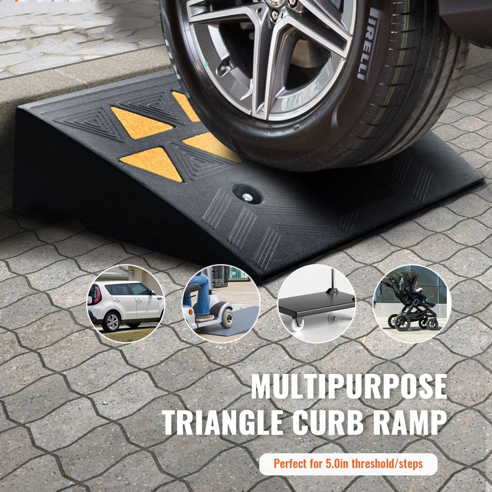 VEVOR Rubber Curb Ramp 2 Pack, 5" Rise Height Heavy-Duty 33069 lbs/15 T Capacity Threshold Ramps, Driveway Ramps with