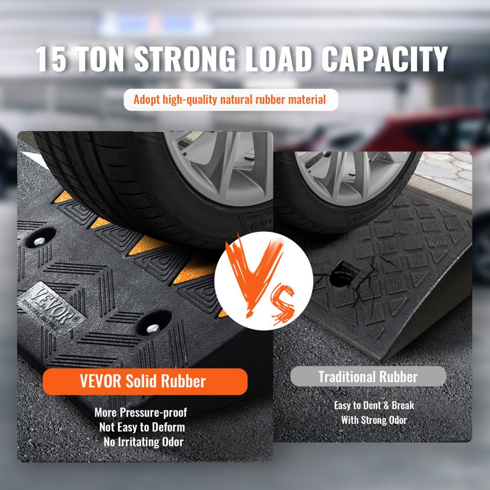 VEVOR Rubber Curb Ramp 2 Pack, 5" Rise Height Heavy-Duty 33069 lbs/15 T Capacity Threshold Ramps, Driveway Ramps with