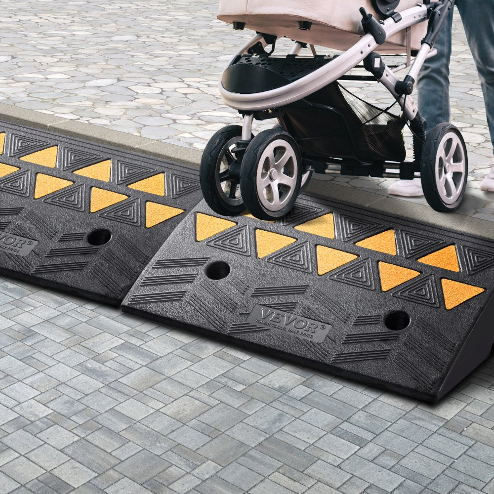 VEVOR Rubber Curb Ramp 2 Pack, 5" Rise Height Heavy-Duty 33069 lbs/15 T Capacity Threshold Ramps, Driveway Ramps with