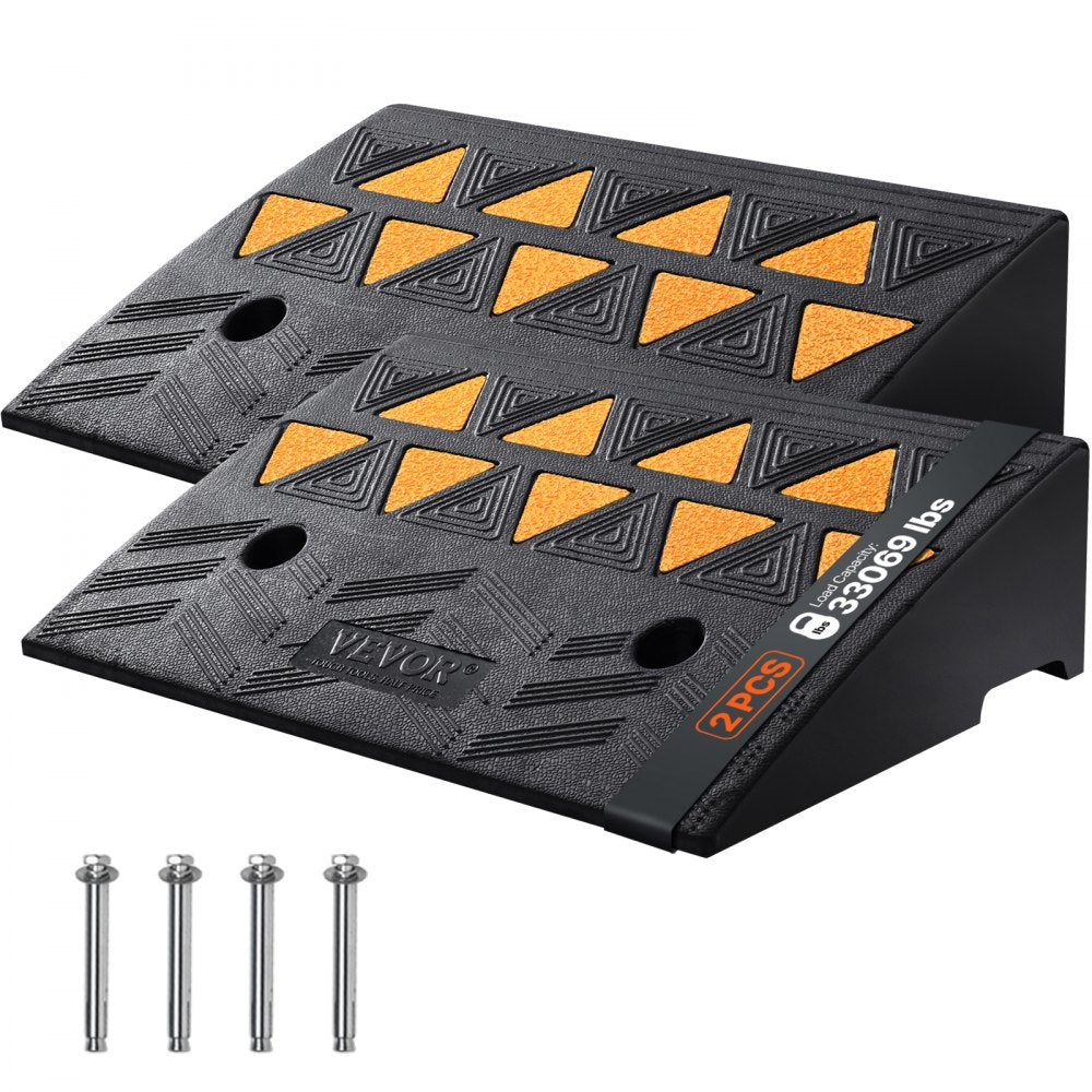 VEVOR Rubber Curb Ramp 2 Pack, 5" Rise Height Heavy-Duty 33069 lbs/15 T Capacity Threshold Ramps, Driveway Ramps with