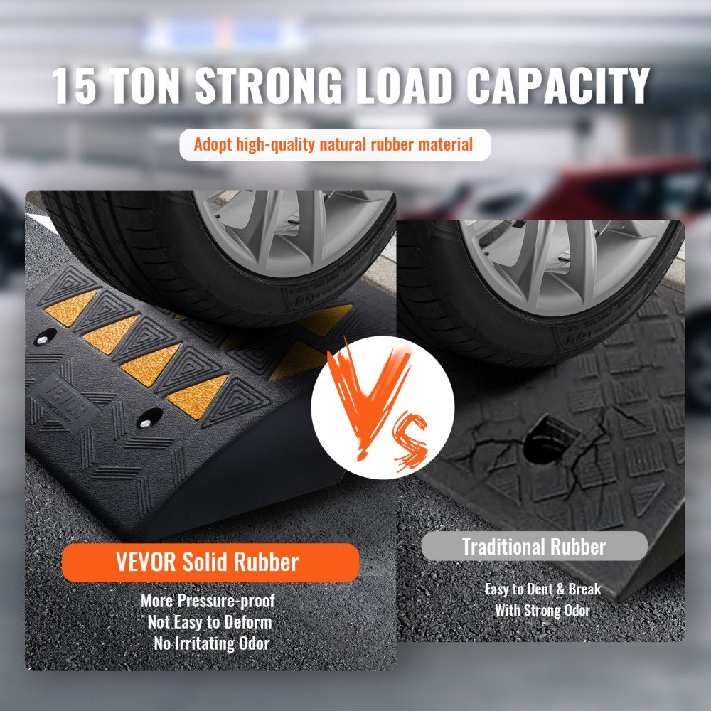 VEVOR Rubber Curb Ramp 2 Pack, 6" Rise Height Heavy-Duty 33069 lbs/15 T Capacity Threshold Ramps, Driveway Ramps with