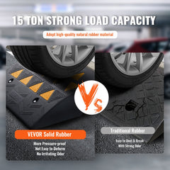 VEVOR Rubber Curb Ramp 2 Pack, 6" Rise Height Heavy-Duty 33069 lbs/15 T Capacity Threshold Ramps, Driveway Ramps with