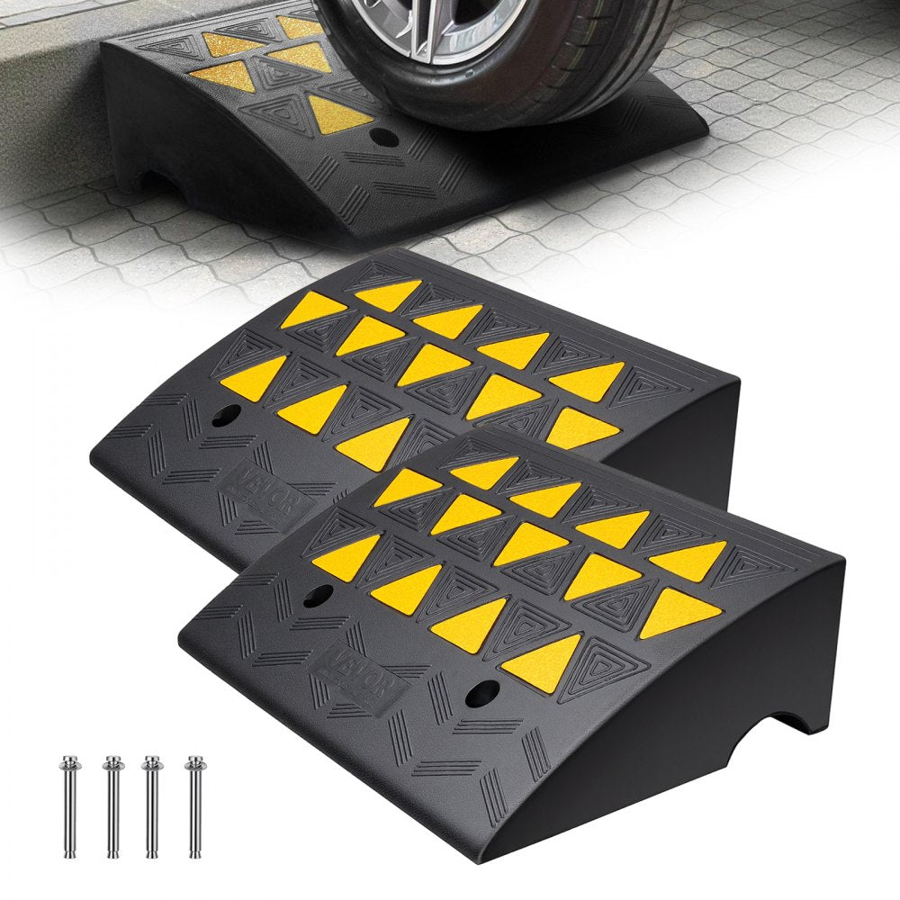 VEVOR Rubber Curb Ramp 2 Pack, 6" Rise Height Heavy-Duty 33069 lbs/15 T Capacity Threshold Ramps, Driveway Ramps with