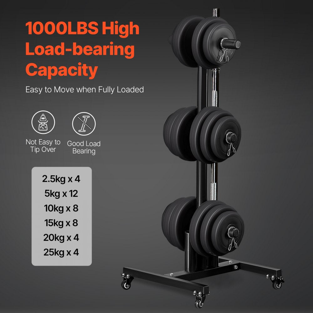 VEVOR Weight Plate Rack, Vertical Weight Plate Tree for 2-Inch Weight Plates, Standard Weight Plate Tree with Wheels