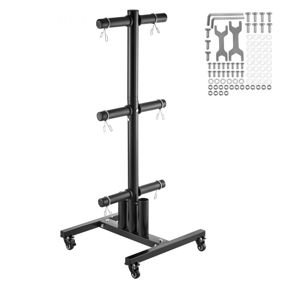 VEVOR Weight Plate Rack, Vertical Weight Plate Tree for 2-Inch Weight Plates, Standard Weight Plate Tree with Wheels
