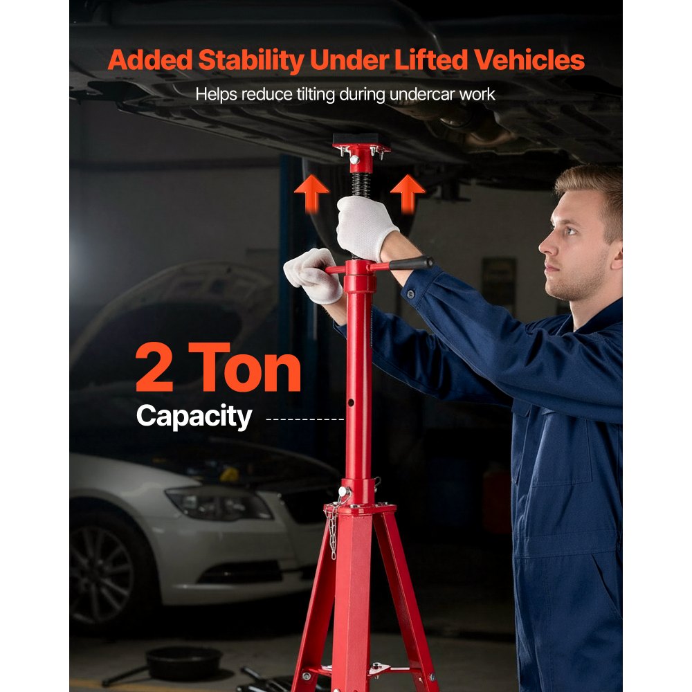 VEVOR Under Hoist Tripod Stand, 2 Ton (4409 lbs) Capacity High Lift Jack Stand Reach Underhoist Support, Lifting from