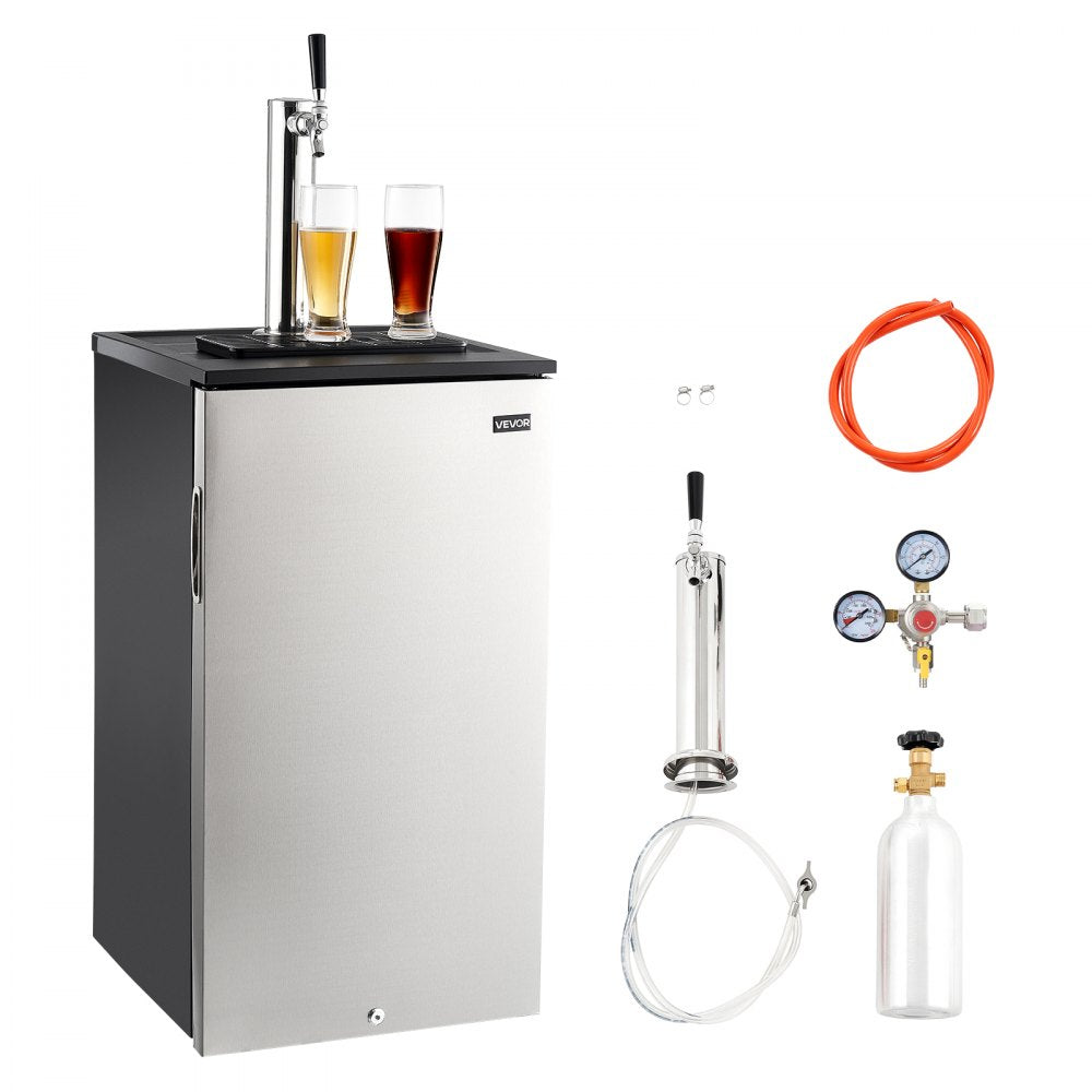 VEVOR Beer Kegerator, Single Tap Commercial Draft Beer Dispenser for D system, Refrigerator With Shelves, Hold 1 Sixth