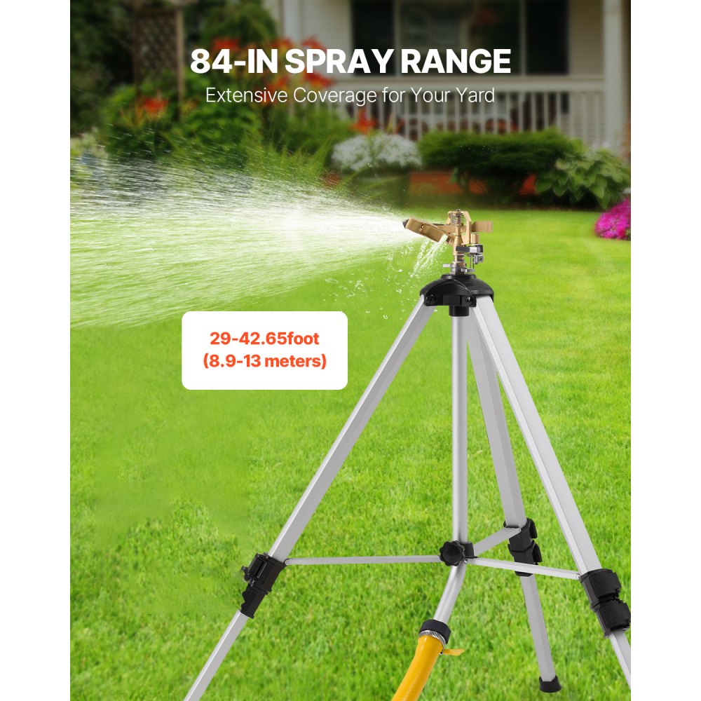 VEVOR Impact Sprinkler on Tripod Base, Heavy Duty Tripod Sprinklers with Brass Head & 3/4" Connector, 360 Degree Large