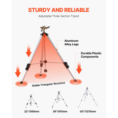 VEVOR Impact Sprinkler on Tripod Base, Heavy Duty Tripod Sprinklers with Brass Head & 3/4" Connector, 360 Degree Large