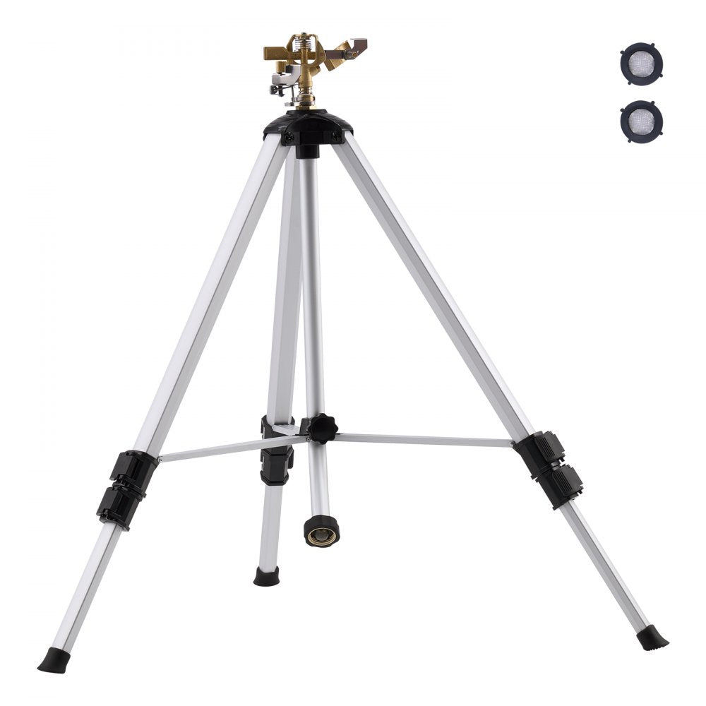 VEVOR Impact Sprinkler on Tripod Base, Heavy Duty Tripod Sprinklers with Brass Head & 3/4" Connector, 360 Degree Large