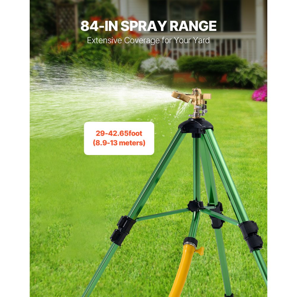 VEVOR Impact Sprinkler on Tripod Base, 2 Packs, Heavy Duty Tripod Sprinklers with Brass Head & 3/4"NH Connector, 360