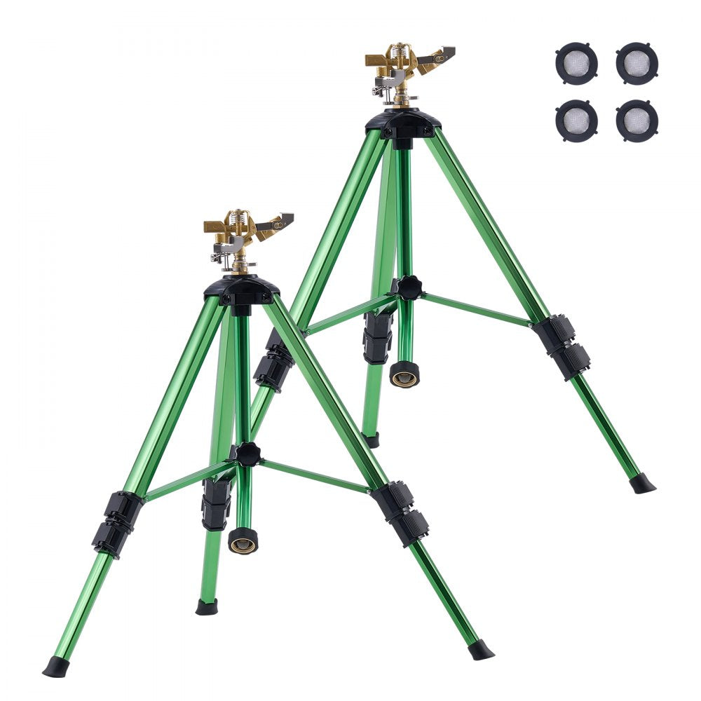 VEVOR Impact Sprinkler on Tripod Base, 2 Packs, Heavy Duty Tripod Sprinklers with Brass Head & 3/4"NH Connector, 360
