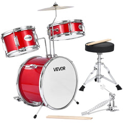 VEVOR Kids Drum Set, 3-Piece 14 in Junior Drum Sets, Beginner Drums Set with Adjustable Throne, Cymbal & Two Pairs of