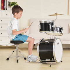 VEVOR Kids Drum Set, 3-Piece, 14 in Beginner Drum Set with Adjustable Throne Cymbal Pedal Two Pairs of Drumsticks, 8''