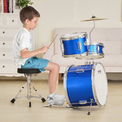 VEVOR Kids Drum Set, 3-Piece, 14 in Beginner Drum Set with Adjustable Throne Cymbal Pedal Two Pairs of Drumsticks, 8''
