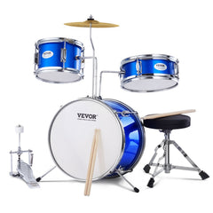 VEVOR Kids Drum Set, 3-Piece, 14 in Beginner Drum Set with Adjustable Throne Cymbal Pedal Two Pairs of Drumsticks, 8''