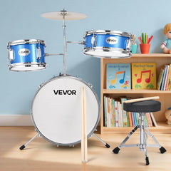 VEVOR Kids Drum Set, 3-Piece 14 in Junior Drum Sets, Beginner Drums Set with Adjustable Throne, Cymbal & Two Pairs of