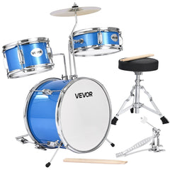 VEVOR Kids Drum Set, 3-Piece 14 in Junior Drum Sets, Beginner Drums Set with Adjustable Throne, Cymbal & Two Pairs of