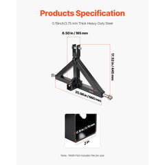 VEVOR 3 Point Hitch Receiver with 2 in Receiver, 3pt Quick Hitch Attachment, 3,000 lbs Capacity, Heavy Duty Tractor Tow