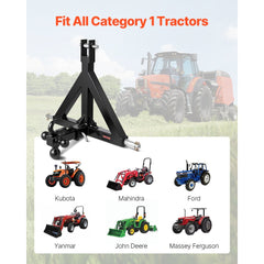 VEVOR 3 Point Trailer Hitch 2 in Receiver, 3pt Quick Hitch Attachment with 3 Trailer Balls, Tractor Tow Drawbar