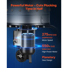 VEVOR Chicken Plucker Machine, 15.7 in Drum, 550W & 275RPM Electric Chicken Plucking Machine with 114 Soft Fingers &