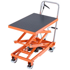 VEVOR Hydraulic Lift Table, 500 lbs Capacity, 47.2" Lifting Height, Double Scissor Lift Table Cart with 4 Wheels and