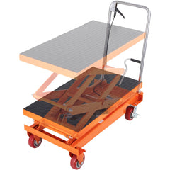 VEVOR Hydraulic Lift Table Cart, 770lbs Capacity 59" Lifting Height, Manual Double Scissor Lift Table with 4 Wheels and