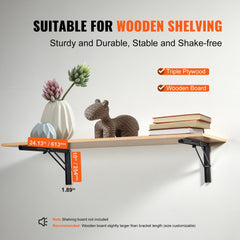 VEVOR Shelf Bracket Foldable, 24" L 2 Pcs , Heavy Duty Floating Shelf Brackets, Brackets for Shelves, 5mm Thick Matte