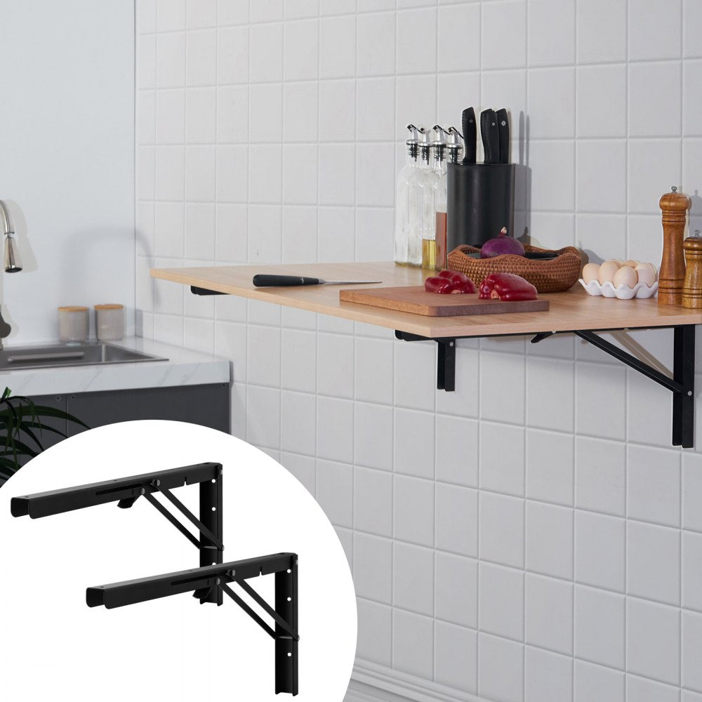 VEVOR Shelf Bracket Foldable, 24" L 2 Pcs , Heavy Duty Floating Shelf Brackets, Brackets for Shelves, 5mm Thick Matte