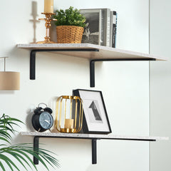 VEVOR Shelf Bracket, 16 x 6 in 4 Pcs, Heavy Duty Floating Shelf Brackets, Brackets for Shelves, 10mm Thick Matte Black