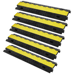 VEVOR 5 PCs Cable Protector Ramp, 2 Channel, 22000 lbs/axle Capacity Heavy Duty TPU Wire Cover Ramp Hose Protector Ramp