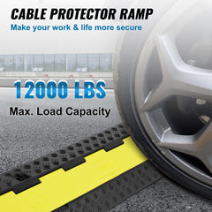 VEVOR 5-Piece Rubber Cable Guard, Dual Channel, 12000 lbs per Axle Load Capacity, Durable Hose & Wire Protection Ramp