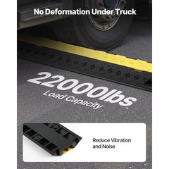 VEVOR Cable Protector Ramp, 22,000 lbs/axle Capacity, 2 Channel Heavy Duty TPU Cord Hose Wire Cover, 1.2 x 1.1 in
