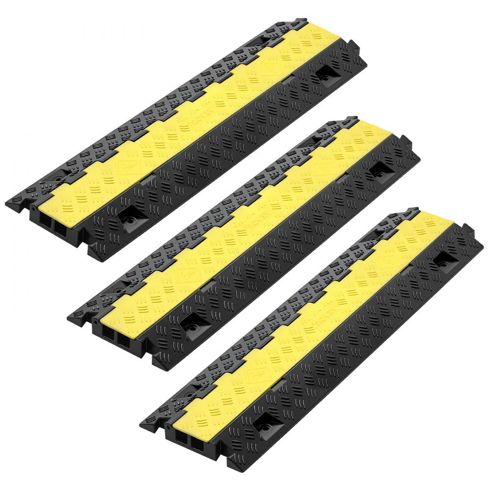 VEVOR Cable Protector Ramp, 22,000 lbs/axle Capacity, 2 Channel Heavy Duty TPU Cord Hose Wire Cover, 1.2 x 1.1 in