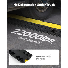 VEVOR Cable Protector Ramp, 22,000 lbs/axle Capacity, 2 Channel Heavy Duty Rubber Cord Hose Wire Cover, 1.3 x 1.2 in