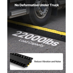 VEVOR Cable Protector Ramp, 22,000 lbs/axle Capacity, 2 Channel Heavy Duty Rubber Cord Hose Wire Cover, 2.2 x 2 in