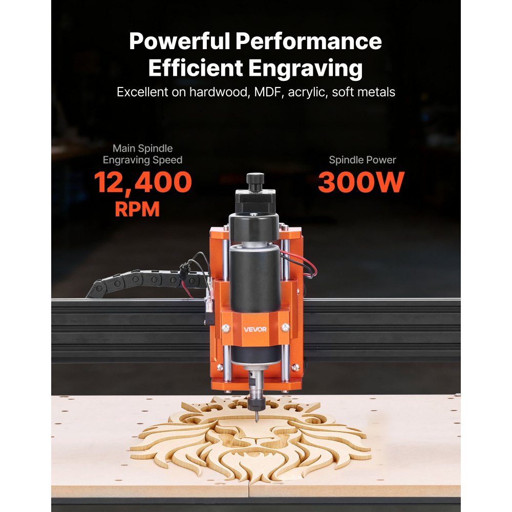 VEVOR CNC Router Machine, 300W Spindle, 3-Axis Wood Engraving Milling Machine, with 15.75 x 15.75 x 2.36 in Working
