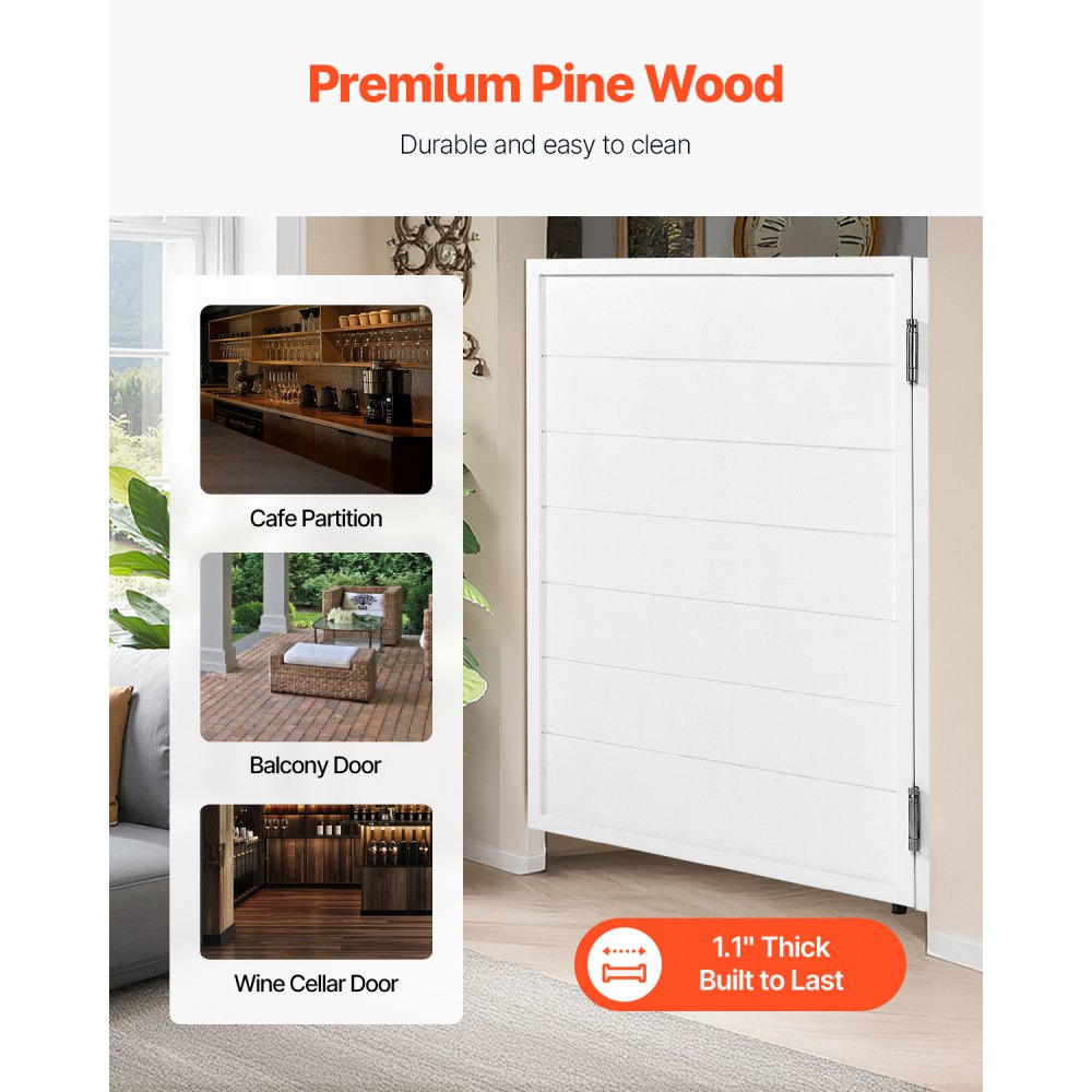 VEVOR Saloon Doors, 32"W x 42" H Single Swinging Cafe Interior Doors, Square Design Premium Pine Wood, with Hinges &