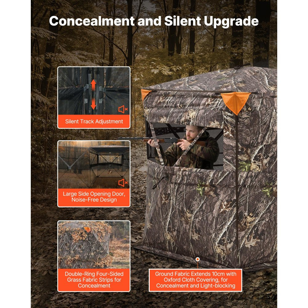 VEVOR Hunting Blind, 2-3 Person See Through Ground Blinds with Carrying Bag, 360 Degree Portable Camouflage Tent