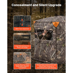 VEVOR Hunting Blind, 2-3 Person See Through Ground Blinds with Carrying Bag, 360 Degree Portable Camouflage Tent