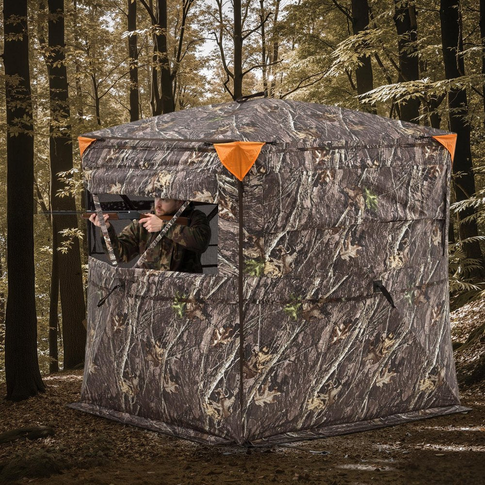 VEVOR Hunting Blind, 2-3 Person See Through Ground Blinds with Carrying Bag, 360 Degree Portable Camouflage Tent