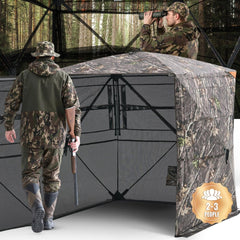 VEVOR Hunting Blind, 2-3 Person See Through Ground Blinds with Carrying Bag, 360 Degree Portable Camouflage Tent